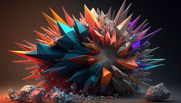 Burst with solid multicolored spikes Generative Ai