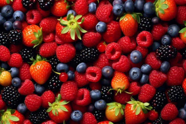 Bursting with Flavor Close Up of Fresh Berries Generative AI