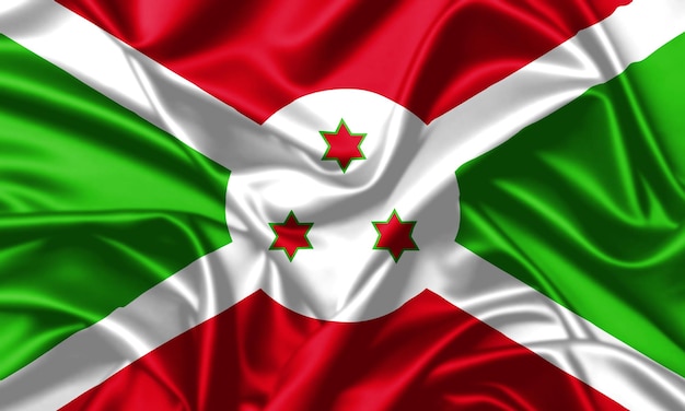 Burundi waving flag close up satin texture background