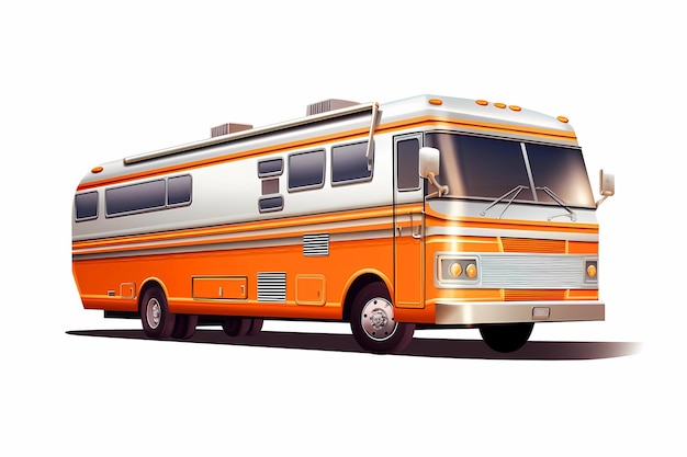 bus camper on white isolated background