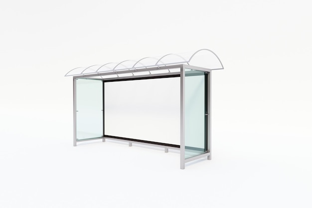 Bus Stop Bus Shelter Mockup with white Background