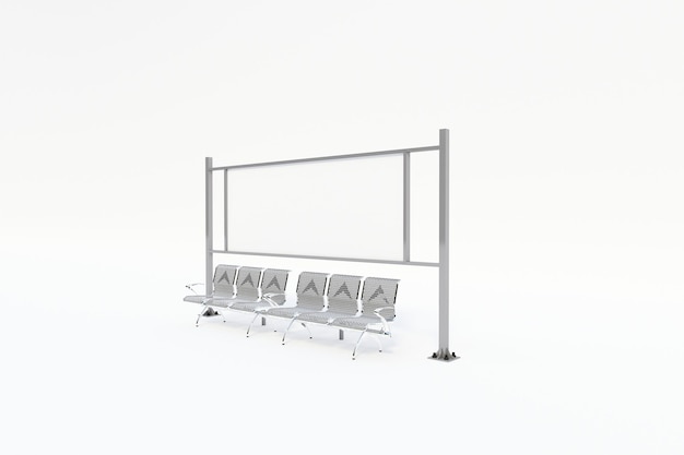 Bus Stop Bus Shelter Mockup with white Background