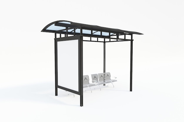 Bus Stop Bus Shelter Mockup with white Background