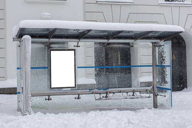 Bus stop with blank advertisement sign singage