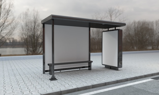 bus stop with blank frames