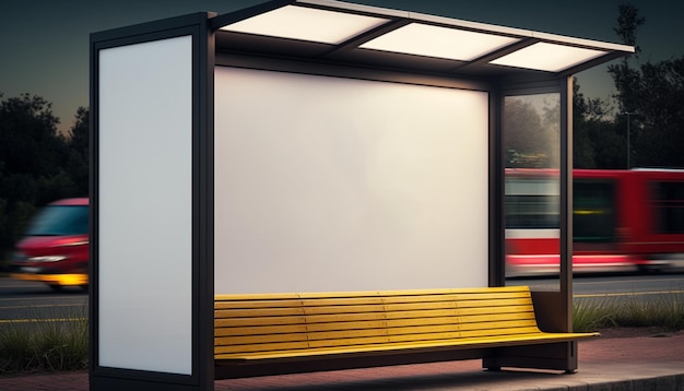 A bus stop with a white sign that says " bus stop ".