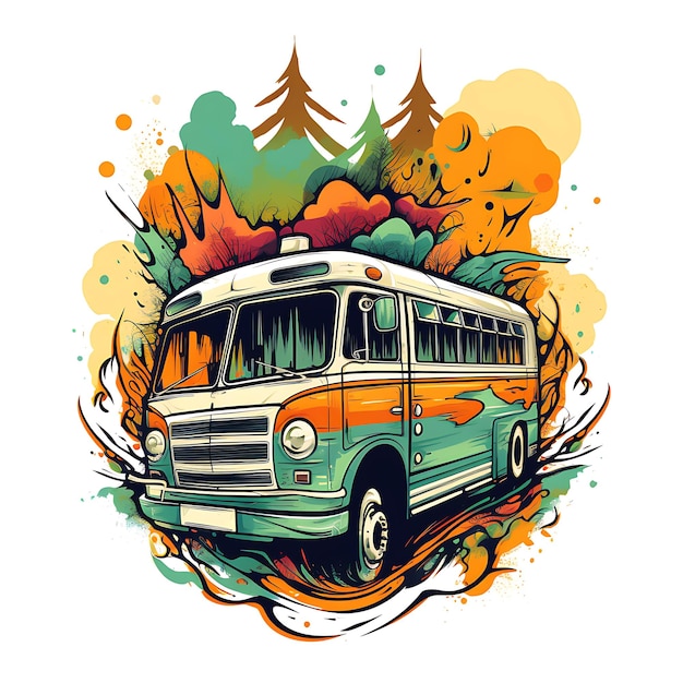 bus vector illustration for t shirt design stocker logo banner etc