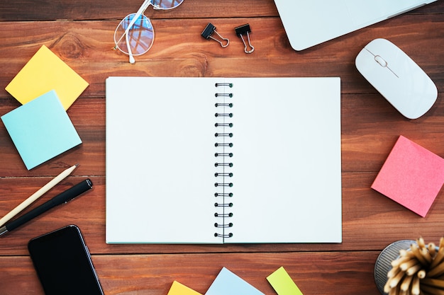 Business agenda on a wooden table