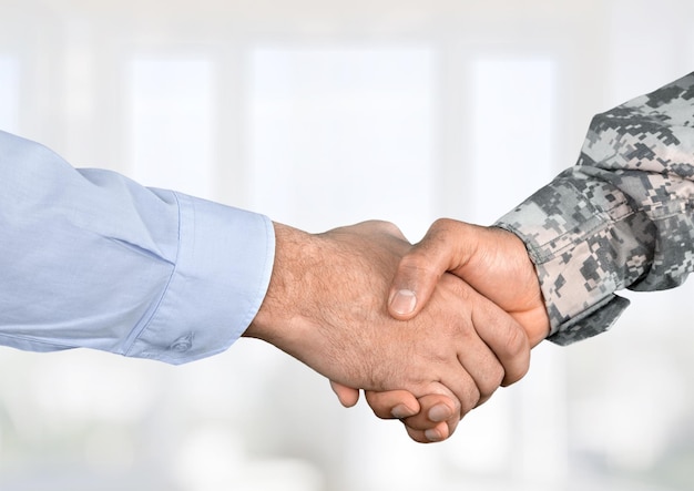 Business Agreement Handshake on background, close up