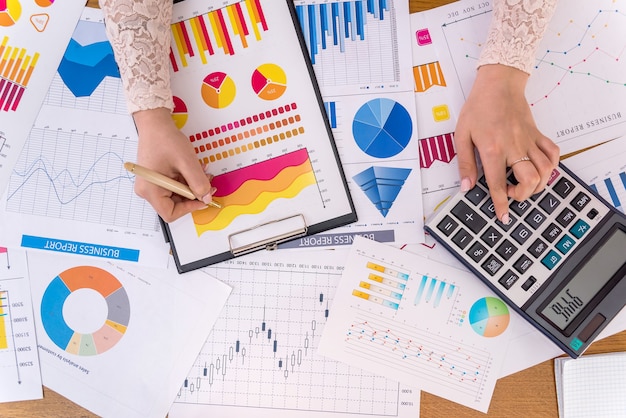 Business analytics with graphs, diagrams and chart