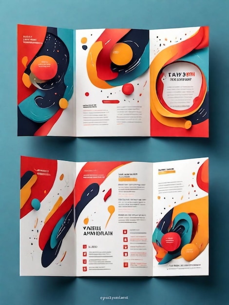 Business brochure set design template folder booklet trifold triangles elements flat