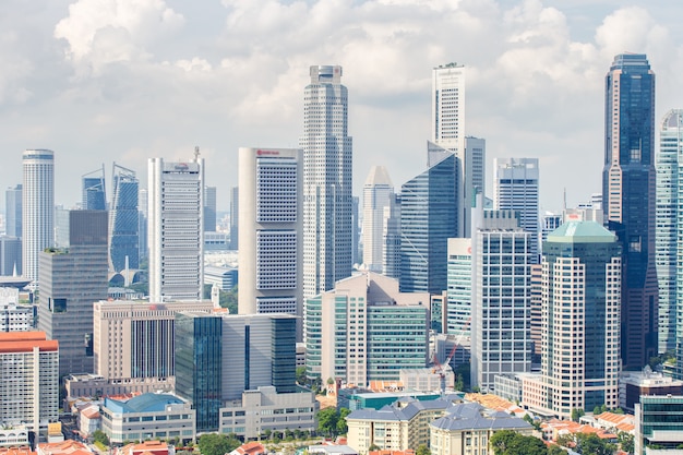 Business building and financial district in sunshine day at Singapore City