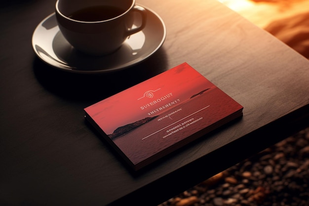 Business card mockup on table