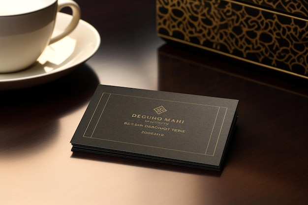 Business card mockup on table