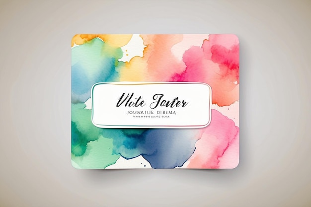 Photo business card template watercolor background vector illustration