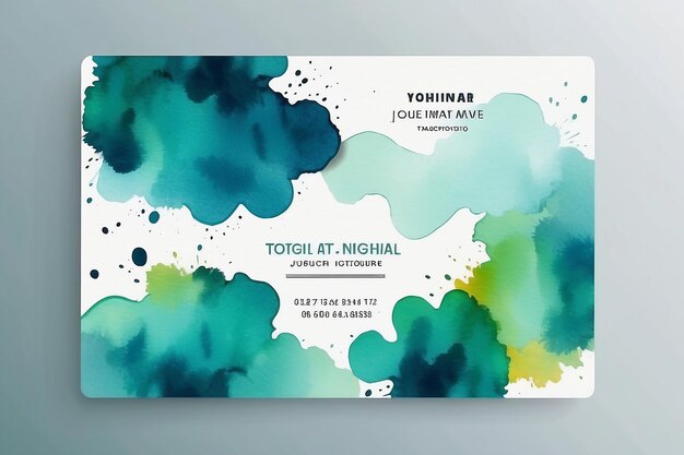 Photo business card template watercolor background vector illustration