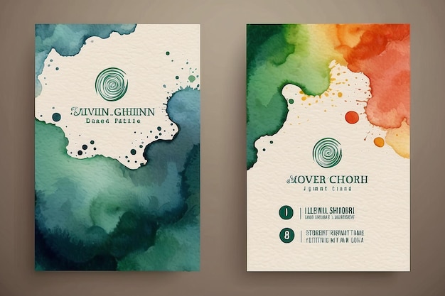 Photo business card template watercolor background vector illustration