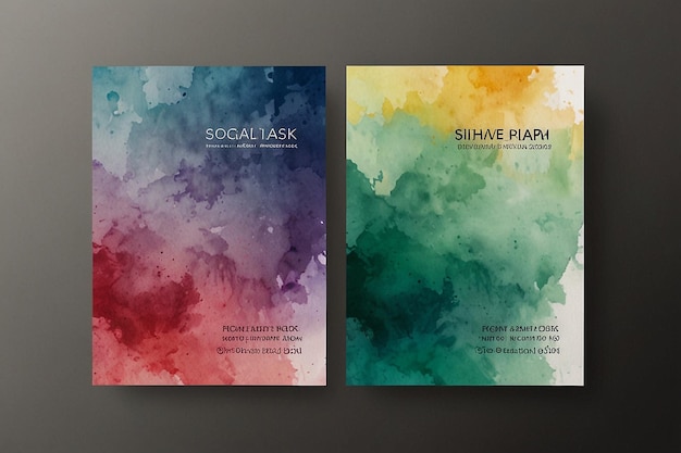 Photo business card template watercolor background vector illustration