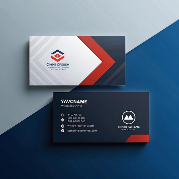 a business card with a black and red logo on it