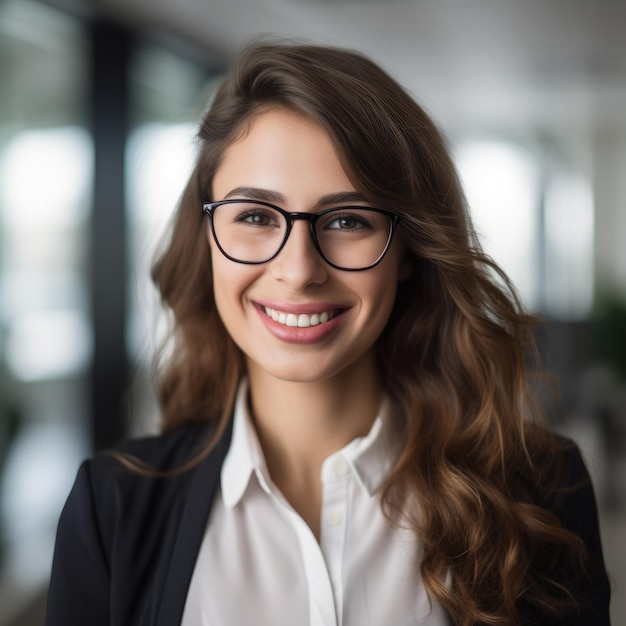 Business Casual Woman Smiling in an Office