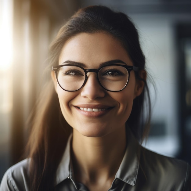 Business Casual Woman Smiling in an Office