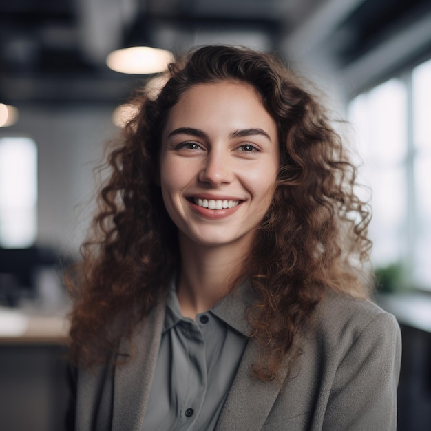 Business Casual Woman Smiling in an Office