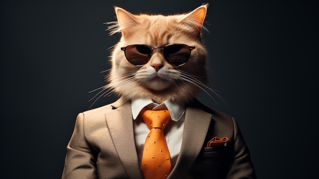 Business cat in a suit and glasses Generative AI