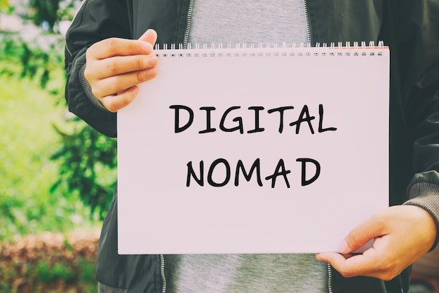 Business concept Digital Nomad text on placard