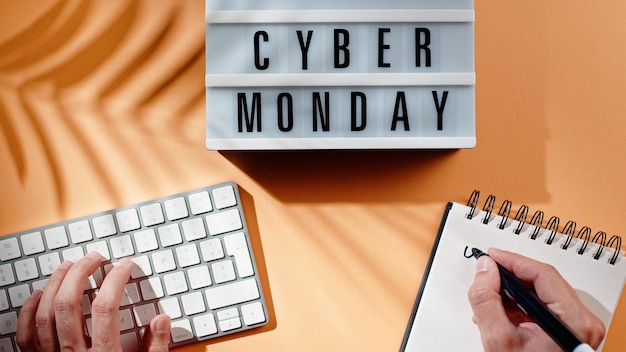 Business concept meaning Cyber Monday with inscription on the page