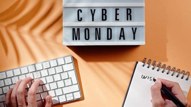 Business concept meaning Cyber Monday with inscription on the page