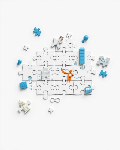 business concept of teamwork with puzzle pieces