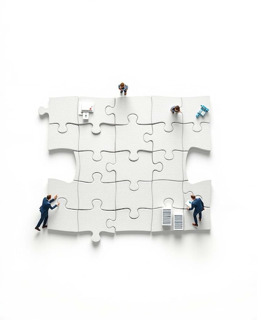 business concept of teamwork with puzzle pieces