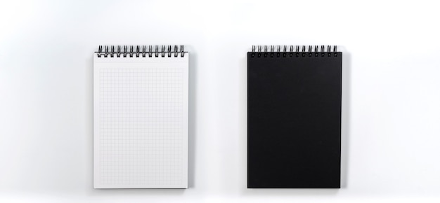 Business concept - Top view collection of black notebook on white background desk for mockup