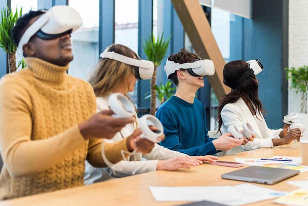 Business conference in VR in an office