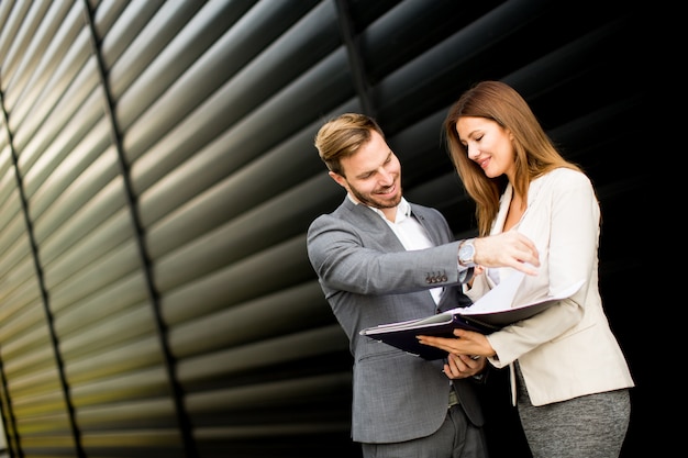 Business couple outdoor