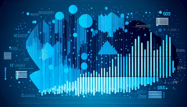 Business data analysis and analytics of customers insights with charts abstract blue background Vector illustration generative ai