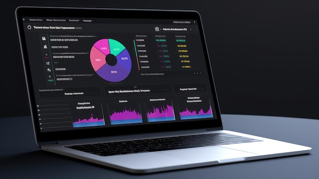 Business data dashboard SEO analytic chart with data technology computer and business tags Ai generative