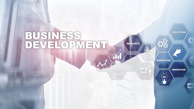 Business Development Startup Growth Statistics Financial Plan Strategy Development Process Graphic Concept