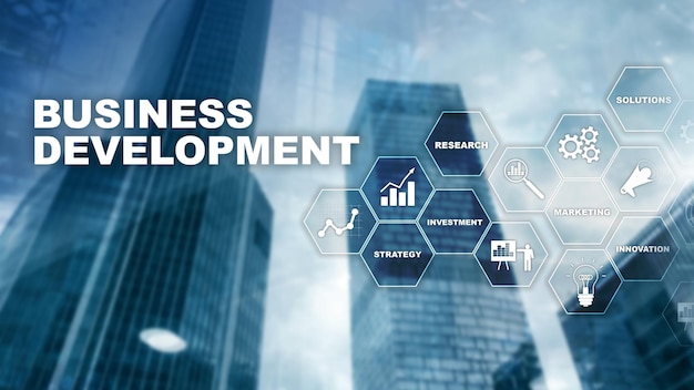 Business Development Startup Growth Statistics Financial Plan Strategy Development Process Graphic Concept