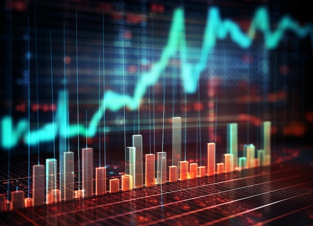 Business digital graph chart in stock trade market Created With Generative AI Technology