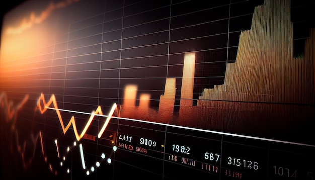 Business digital graph chart in stock trade market Growth investment Generative AI