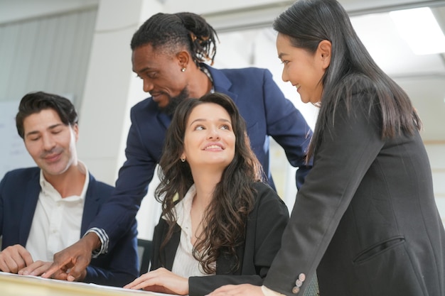 Business discussions Shot of businesswomen brainstorming in an office young people group in modern