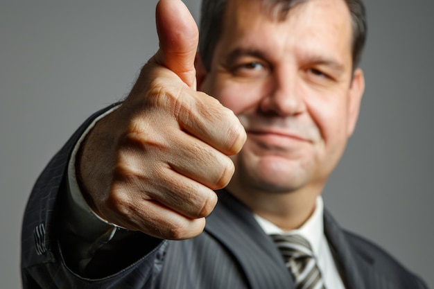 Photo business executive giving thumbs up