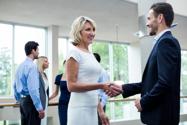 Business executives shaking hands with each other