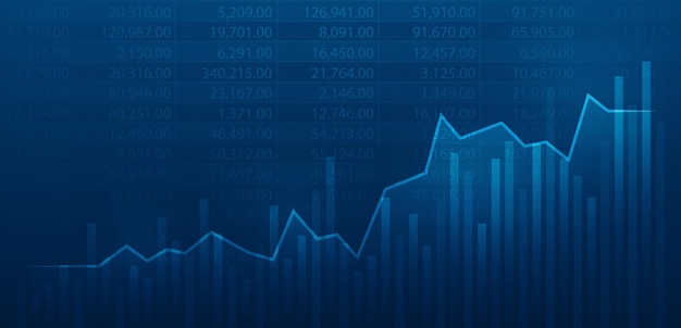 Business finance chart of digital profit global stock market and investment economy financial banking data graph or growth price trading money forex on technology background with statistics diagram.