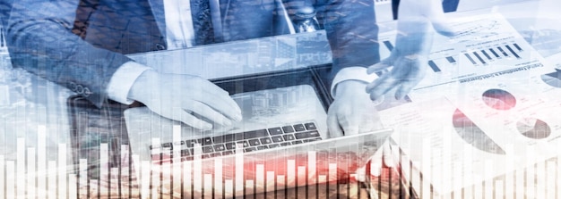 Business and finance graph on blurred background Trading investment and economics concept