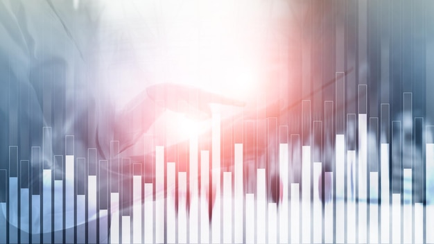 Business and finance graph on blurred background Trading investment and economics concept