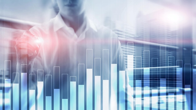 Business and finance graph on blurred background Trading investment and economics concept