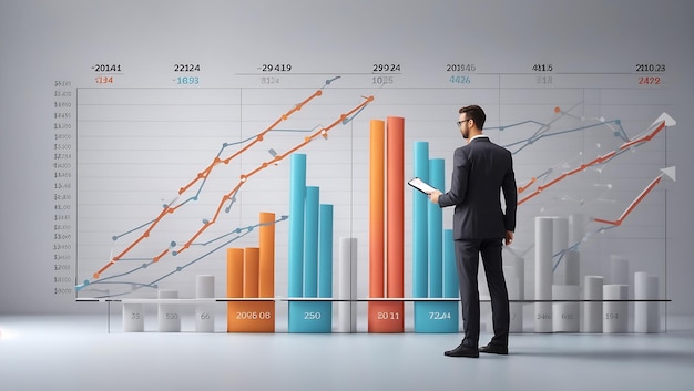 Business finance and technology concept Column chart with company progress and growth by year 2024