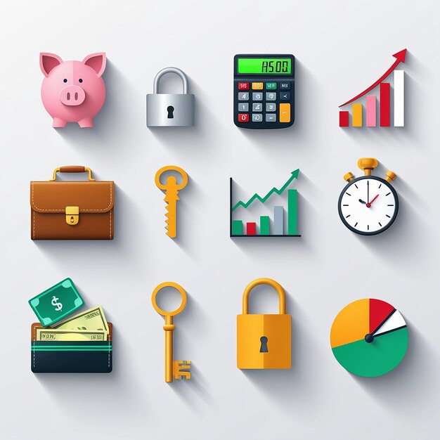 Photo business financial icons set